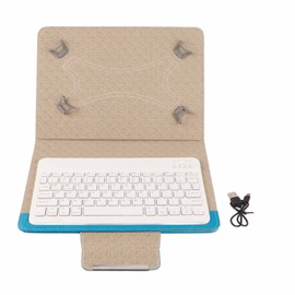 Tablet Cover Set with White Bluetooth Keyboard Protective Case Holder Universal for 9.7‑10.1inBlue