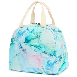 Lunch Bag for Girls Women, Reusable Insulated Lunch Tote Lunch Box for School Work Picnic (Marble Green)