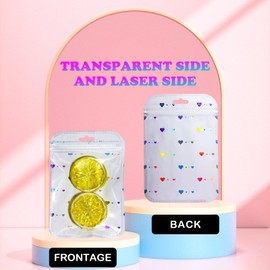 100 Pieces Holographic Bags, Self Sealing Mylar Bags, Aluminium Foil Bonded Bags, Resealable Sample Bags for Food Storage (10.5 x 15 cm)