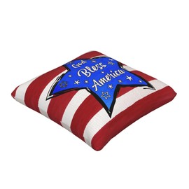 4th of July Patriotic Pillow Covers, Independence Day Red Stripe Blue Star Linen Double Sided Throw Pillow Cover, 18x 18 Inch American Flag USA Outdoor Cushion Cases for Sofa Couch Bed Decorations