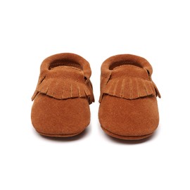 HONGTEYA Leather Baby Moccasins Hard Soled Tassel Crib Toddler Shoes for Boys and Girls