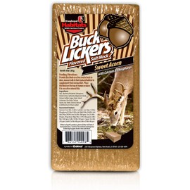 EVOLVED HABITATS Buck Lickers Sweet Acorn Salt Block 4 Lbs Mineral Deer Attractant - Ready & Easy to Use Time-Release All Year-Round Food Supplement for Deer, Elk & Moose