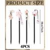 4 Pcs Chinese Hair Sticks for Women White Pink Flower