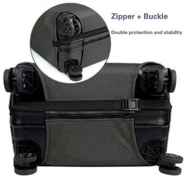 Travel Luggage Cover Gray Printed with Pocket Suitcase Cover Fits 26-28 Inch