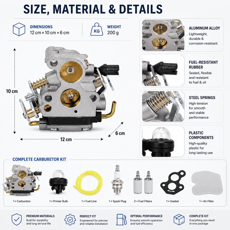 Carburetor Replacement Kit for Husqvarna Chainsaws – Compatible Fuel-Air Repair