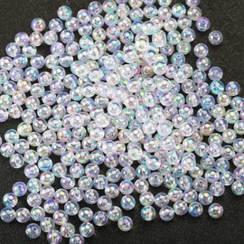 HERZWILD 2000Pcs Round UV Acrylic Beads Ab Clear Round Beads Colorful Laser Bubble Beads Colorful Ball Beads for DIY Jewelry Craft Making Necklace Bracelet Earrings Key Chains(round0.6)