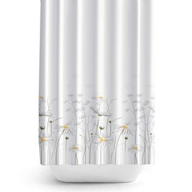Extra Long And Wide Fabric Shower Curtain, 240cm Wide by 200cm Drop, Daisies