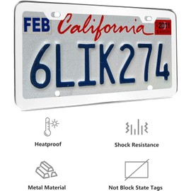 Chrome Stainless Steel License Plate Frame for Men,Silver License Plate Frame, 2 Pack