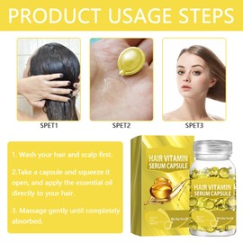 SOETDERT Hair Vitamin Serum Capsule, Hair Care Capsules, Hair Treatment Serum, Hair Ginseng Serum Capsules, Vitamins Hair Care Hair Breakage Repair Hair Oil Capsules for Hair Smoother