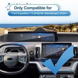 Coleya 2025 Expedition Screen Protector for Ford Expedition (Active/Tremor/Platinum/King Ranch/Max) (13.2In Navi+24In Dash), 9H Tempered Glass 2025 Expedition Accessories HD Transparent 13.2"&24"