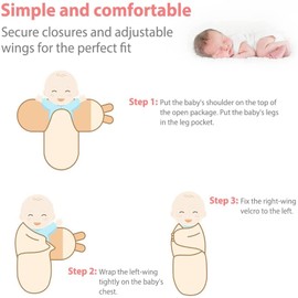 Baby Swaddle Wrap, 3 Pcs 73x56cm Newborn Swaddle Blanket Wrap, 0-3 Months 100% Breathable Cotton Swaddlers Sleep Sack with Adjustable Wings for Baby Boys and Baby Girls