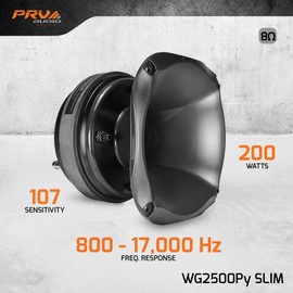 PRV AUDIO WG2500Py Slim 200 Watts 2" Exit Mids & Highs Horn Driver 8 Ohm 107dB PRO Audio Polyimide Compression Driver with Shallow Waveguide