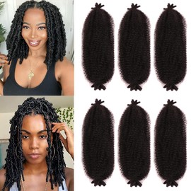 Seimainurs Springy Afro-Twist-Haarverlängerung, Marley-Haar, gedreht, für weiche Locken, synthetisches, vorgetrenntes Häkel-Flechthaar, Marley Twist-Haarverlängerung, 1B, 40,6 cm, 6 Stück