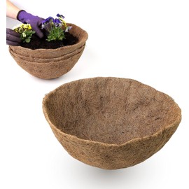 AMBARS Coco Fiber Liners - 12 inch Round Hanging Planters - Brown, Weather Resistant, Indoor/Outdoor