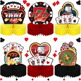 Sumind Casino Party Decorations Casino Table Centerpieces Las Vegas Decorations Honeycomb Centerpieces Poker Decors for Party Supplies