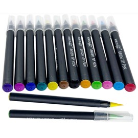 12 Bright Colors Paint Pens Brush Tip Waterproof for Rock Painting Wood Plastic