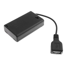 DGZZI - Caja de batería USB hembra con enchufe 3 pilas AAA con interruptor de encendido y apagado, color negro
