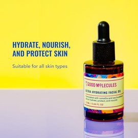 Good Molecules Ultra-Hydrating Facial Oil 13ml / 0.44 Oz - Moisturizing, Antioxidant, Fatty-Acids, For Dry Skin, Dehydration, Acne - Natural Skin Care