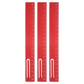 QUARKZMAN Pack of 3 Straight Ruler 20 cm Metal Aluminium Alloy Measuring Bookmark Clip Ruler Scale Tool for Measuring Study Reading Classroom Office Red