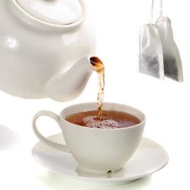 Tea Bags, Pack of 200 Disposable Tea Bags with Drawstring, Empty, for Tea, Fruit Tea, Tea Flowers, Spice, Herbal Powder, 10 x 15 cm