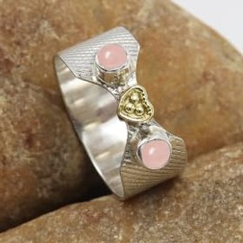 SILVERTROVE Rosenquarz-Edelstein- Sterling silber Und Messing Band Ring für Männer und Frauen in allen Größen Schmuck CRG1096BX17_(63 (20.1))