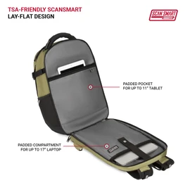 SwissGear Travel Tech Pro Laptop Backpack – Fits Laptops up to 16” – ScanSmart TSA-Friendly Backpack with Multiple Organizer Pockets – Olive