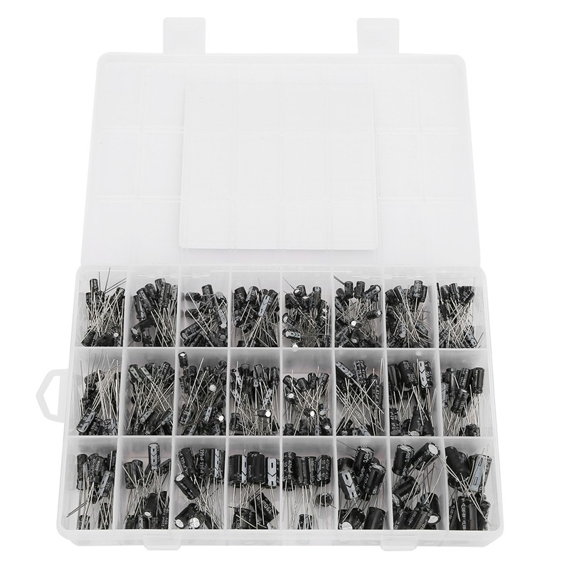 545Pcs 24 Models 0.1uF-1000uF Aluminum Electrolytic Capacitor Assortment Kit with