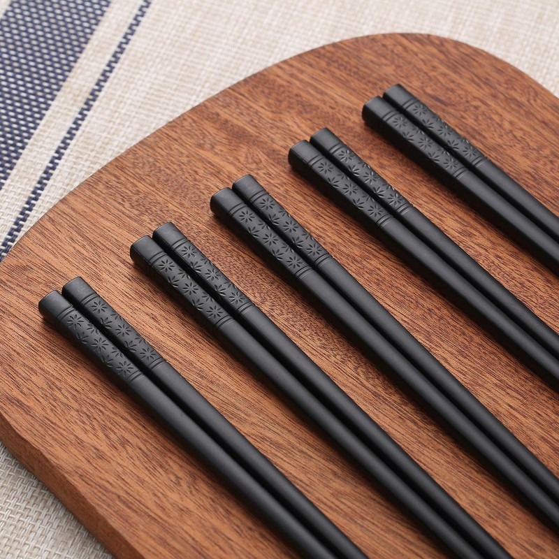 10 Pairs Fiberglass Chopsticks, Reusable Alloy Chop Sticks Non-slip Chopsticks,