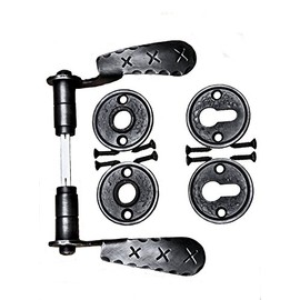 UHRIG Retro Door Handle for Garden Gate Made of Wrought Iron - Galvanised Handle Set - Door Handle - Fittings - Rustic - Pair of Handles in Antique Design