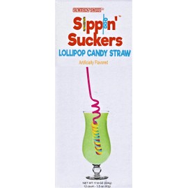 Sumthin' Sweet Sippin' Suckers Lollipop Candy Straw, 1.5 Ounce - 12 Count Box