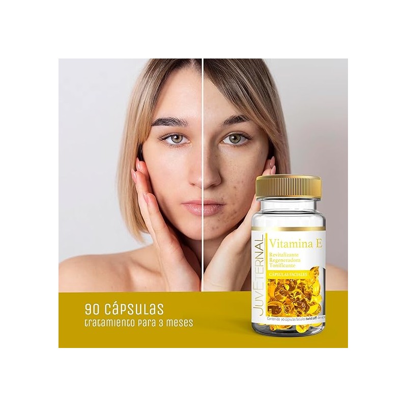 JUVETERNAL |Cápsulas Faciales Vitamina E | 90 cáps| Revitaliza y