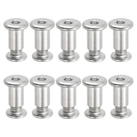 PATIKIL Hex Chicago Screws, 10 Set Binding Screw Posts M8 x 15 mm Connecting Hex Drive Socket Cap Bolt Nuts for Scrapbook Leather Belt Album Photo Furniture Repair, Silver