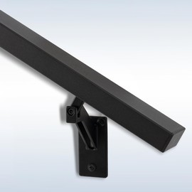 6FT Matte Black Handrails Kit for Indoor Outdoor Stairs，Modern Aluminum Handrail Set,2" X1" Grab bar,Adjustable 304 Stainless Steel Brackets Included，Rust Free