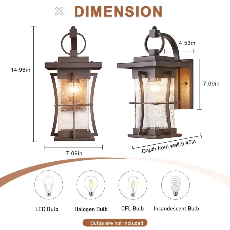 EERU Oil Rubbed Bronze Outdoor Light Sconces Wall Mount Matte
