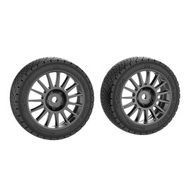 CROBOLL XTS-033 Wheel hub& Tire Set (Black) for 1:10 Rally Car (2PCS)