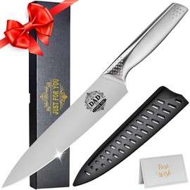 Fathers Day Dad Gifts from Daughter Son 8 inch Chef Knife - Best Dad Ever Engraved Kitchen Knife Gifts for Father Husband Brother Grandpa - Cook Knife Men Gifts for Birthday Housewarming Anniversary