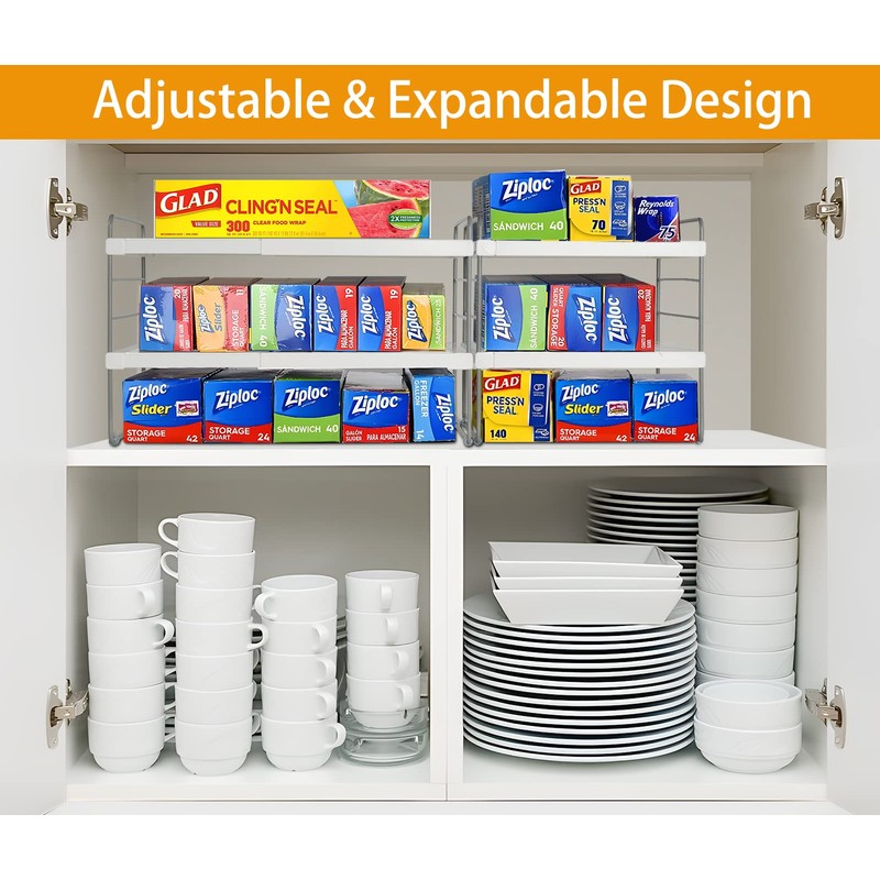 2 Pack Pantry Organization and Storage, Expandable Foil and Plastic