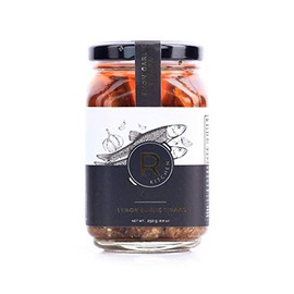 Lemon Garlic Tinapa - Gourmet boneless smoked herring fillets soaked in garlic and corn oil and infused with natural lemons. 250g