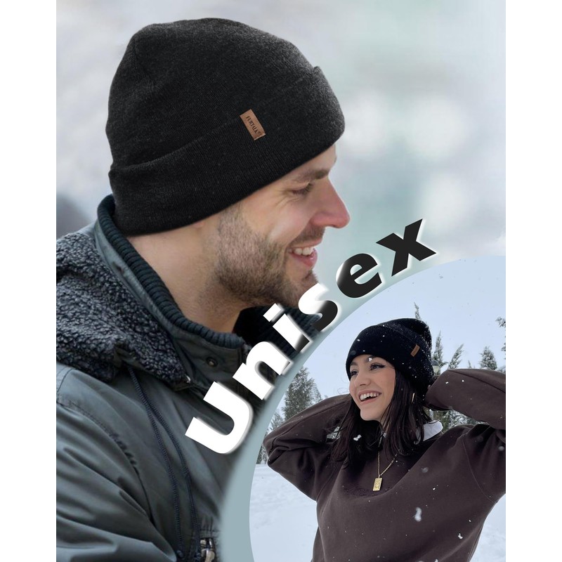 FURTALK Mens Beanie Fleece Lined Winter Hats Double Layered Stylish