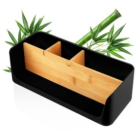 LIVONDO ECO Schreibtisch Organizer | Tisch- Büro- Kosmetik- Organizer | Handy & Tablet Halterung | Stiftehalter Schreibtisch | Briefablage | Serviettenhalter | home office storage (groß, schwarz)