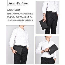 FSD.WG Men's Clutch Back, Second Bag, Handheld Bag, PU Leather, Gentleman's Bag, Weddings, Detachable Belt Included, Party, black b