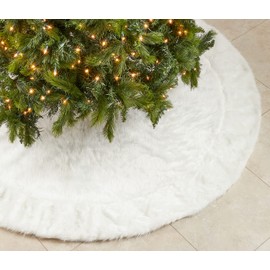 SARO LIFESTYLE Faux Fur Tree Skirt, White, 72" (664.W72R)