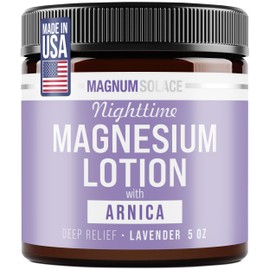 Magnum Solace Nighttime Magnesium Lotion with Arnica – Highly Concentrated Magnesium for Muscles & Joints – Apply to Legs or Feet Before Bed – Skin-Friendly