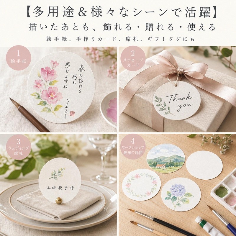 水彩紙 水彩画用紙 12×12cm 50枚セット ホワイト 画用紙 細目 厚手 ペーパー 色鉛筆