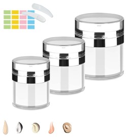 WUBAYI 2Pcs Airless Pump Bottle Portable Cream Jar Vacuum Bottle,Refillable Travel Cream Bottle,Airless Pump Jar for Lotions Makeup Essence Moisturizer Eye Creams (15ml+30ml+50ml)