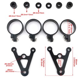 Mantt 53mm CNC Mount Headlight Brackets Head Lamp Holder for Front Fork Tubes, for 7" or 5.75" Round Headlight (53mm)
