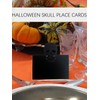 Spooky Skull Place Cards - Black Table Tent Cards, 25pcs