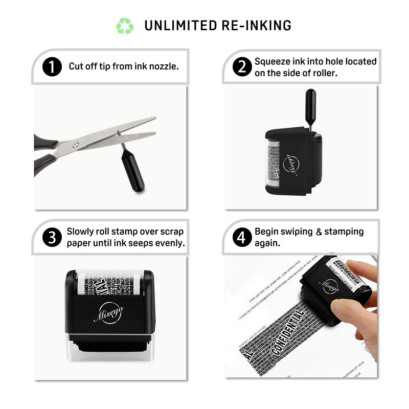 Miseyo Identity Theft Protection Roller Stamp Set - Black (Incleded