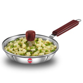HAWKINS Tri-ply Stainless Steel Frying Pan 22 cm with Glass Lid, Silver, Standard (SSF22G)