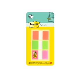 Post-it Flags, 60/On-the-Go Dispenser, 1 Dispenser/Pack, 1 in Wide, Orange, Lime, Pink (680-OLP)